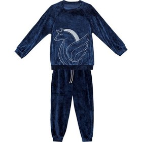 Resim Denokids Kadife Unicorn Kız Çocuk Eşofman Takımı - Lacivert 