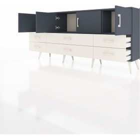 Resim Arges Konsol 3 Raflı 6 Çekmeceli 4 Kapaklı 176x30x83 Antrasit-antrasit/aytaşı Antrasit/aytaşı 