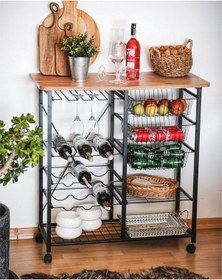 Resim Tekerlekli Raf Mutfak Bangosu Şaraplık Kahve Köşesi 5195 