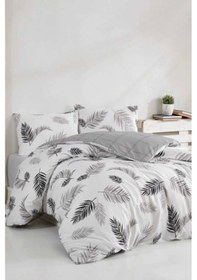 Resim Çift Kişilik Ranforce Nevresim Takımı %100 Pamuklu Yaprak Desen Çok Renkli 