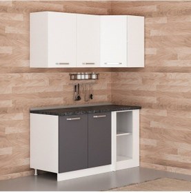 Resim Minar 155cm Köşe Mutfak Dolabı - Beyaz/antrasit K155-a1 