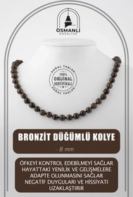 Resim OSMANLI DOĞAL TAŞ Bronzit 8 Mm Düğümlü Doğal Taş Kolye 