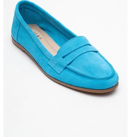 Resim Luvi Shoes F02 Açık Mavi Süet Hakiki Deri Kadın Loafer Ayakkabı Açık Mavi 