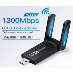 Resim Nivego Ac1300 Mbps Usb 3.0 Adaptör Çift Anten Kablosuz Wifi Alıcı 
