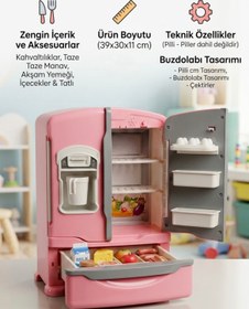 Resim Tıfıl Toys Pilli Işıklı Duman Atan Oyuncak Mini Eğitici Evcilik Oyuncak Buzdolabı Seti 