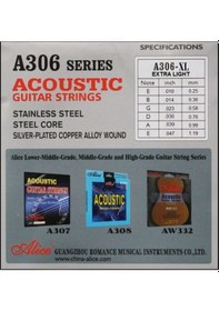 Resim Alice A306XL Akustik Gitar Takım Tel - 0.10 