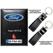 Resim Plakanıza Özel Ford Logolu Siyah Ruhsat Kabı Ve Anahtarlık 