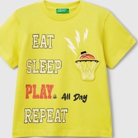 Resim United Colors Of Benetton Benetton Erkek Bebek Figürlü Tshırt Sarı 