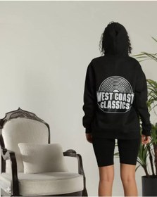 Resim Hazego Unisex Sırt Baskılı Kapüşonlu Üç İplik Oversize Sweatshirt - Siyah Siyah 
