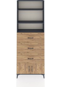 Resim Arges Dolap 3 Raflı 3 Çekmeceli 2 Kapaklı 88x30x243 Antrasit-çam Antrasit 