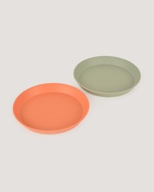 Resim 2'li Yuvarlak Tabak Sage Green-peach 