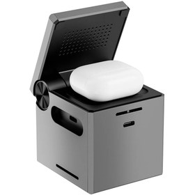 Resim Wiwu Wi-W030 Small Square Küp Tasarımlı Telefon & Akıllı Saat & Kulaklık İçin 15W 3in1 Kablosuz Şarj Standı - Gri 