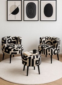 Resim WEBPANYA Bohem tarz Çay Seti Ikili Koltuk Berjer Ve Puf Takımı (salon, Balkon, Ofis) 3 Lü Takım 