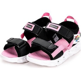 Resim Kiko Kids 100 Işıklı Kız/erkek Çocuk Cırtlı Sandalet Ayakkabı 100 Siyah - Pembe 