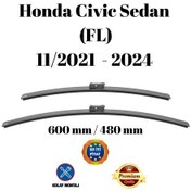 Resim Honda Civic Sedan Fl 2021 2022 2023 2024 Uyumlu Ön Cam Muz Tipi Silecek Süpürgesi Seti 600/480mm Silbak 