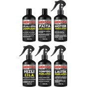 Resim Mertox Otomobil Araç Araba Oto Temizlik Seti Oto Şampuanı+Pasta+Motor+Hızlı Cila+Torpido+Lastik 6X500ML 