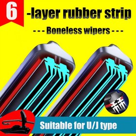 Resim Premium 6 Katmanlı Kauçuk Temizleyici Bıçakları, Yüksek Çözünürlüklü ve Sessiz, Tüm Mevsimler İçin Dayanıklı - 35.56cm ile 71.12cm Boyutları, U/J Adaptörü İçerir, Kolay Kurulum, Dayanıklı Kauçuk Malzeme, Temizleyici Bıçak Assembl 