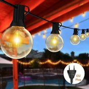 Resim G40 LED Dize Işıkları - 32.31metre/26.21metre/17.07metre/12.8metre/9.14metre/5.49metre Açık Teras Lambası, Avize, E12 Soket, Siyah Çizgiler, Bahçe Düğünü İçin Dünya Partisi Garland Ampulleri, Açık Noel Aydınlatması, Arka Bahçe Asılı Işık, Parti Dekorasyon Işıkları|Festivite Uygun Ortam|Dayanıklı Açık Işıklar, Açık Dize Işıkları 