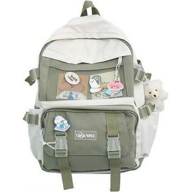 Resim Didadodo Dayanıklı Naylon Okul Çantası - Geniş Kapasiteli, Ayarlanabilir Kancalı Omuz Askılı, Kawaii Aksesuarlı Çok Renkli Çok Renkli 