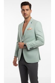 Resim Plus Scorpion Erkek Pamuklu Penye Likralı Tek Düğmeli Çift Yırtmaçlı Blazer Ceket 