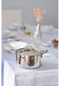 Resim Bakır Modern Tencere Derin Model 17 Cm Gümüş Renk 