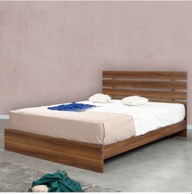 Resim Pasifichome Huga Çift Kişilik Ahşap Karyola Ceviz 150 Cm / Başlıklı Karyola 
