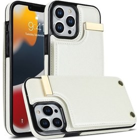 Resim Cbtx iPhone Uyumlu 14 Pro Metal Toka Kart Yuvaları Telefon Kılıfı 