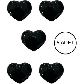 Resim 5 Adet Porselen Çocuk Odası Siyah Kalp Mobilya Kulpu Seramik Çekmece Dolap Düğmesi 55x45 MM Siyah 