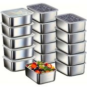 Resim Willowhaven 32 Parça Paslanmaz Çelik Outdoor Yemek Saklama Kabı Seti Şeffaf Kapaklı Gümüş 