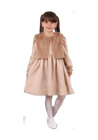 Resim Serkon Kız Bebek Süet Pelüş Yelekli Elbise Ser-0881 Bej 