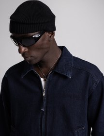 Resim Tonal Nakış Yazı Detaylı Denim Ceket - Siyah / M 
