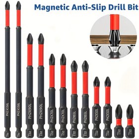 Resim Manyetik Kaymaz Matkap Ucu Seti: 6/12 adet, S2 Çelik, Phillips & Darbe Uçları Elektrikli & Manuel Sürücüler için, Kaymaz Tutuş Manyetik Matkap Ucu Seti 