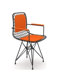 Resim Knsz kafes tel sandalyesi 1 li mazlum syhtrn kolçaklı sırt minderli ofis cafe bahçe mutfak 