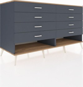 Resim Kronos Konsol 8 Çekmeceli 176x59x99 Antrasit-çam/antrasit Antrasit-çam/antrasit 