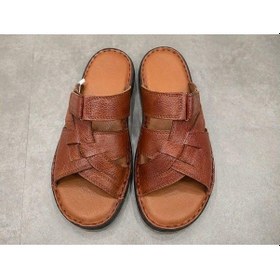 Resim Papucumun Dünyası Erkek Hakiki Deri Terlik Comfort Taban Kahverengi 