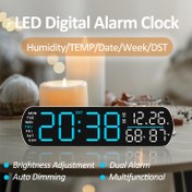 Resim LED Dijital Alarm Saati Nem/Sıcaklık/Tarih/Hafta/Güneş Saati Gösterimi ile - Çift Alarm, Otomatik Karartma, Snooze Fonksiyonu, 12/24 Saat Anahtarı, 3 AA Pil Dahil, Çok Fonksiyonlu Ev Saati (Pil Dahil Değil), Alarm Saati | Modern Alarm Saati | Dayanıklı Plastik Saat 