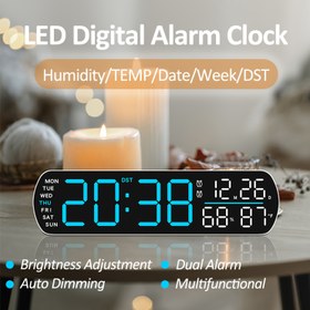 Resim LED Dijital Alarm Saati Nem/Sıcaklık/Tarih/Hafta/Güneş Saati Gösterimi ile - Çift Alarm, Otomatik Karartma, Snooze Fonksiyonu, 12/24 Saat Anahtarı, 3 AA Pil Dahil, Çok Fonksiyonlu Ev Saati (Pil Dahil Değil), Alarm Saati | Modern Alarm Saati | Dayanıklı Plastik Saat 
