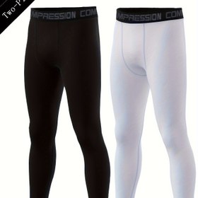 Resim 2 Adet Erkek Kompresyon Pantolonu Tam Boy Dar Kesim Yüksek Esneklik Antrenman Taytları - Basketbol, Koşu, Spor Salonu Antrenmanları için Dolaşımı Geliştirir - Bordo & Zeytin Yeşili (Çok Sezonluk) Atletik Bacak Isıtıcıları Yedek 