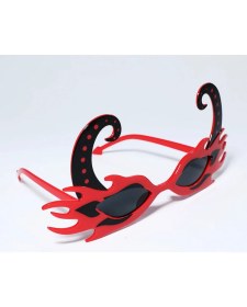 Resim MiraLive Siyah Boynuzlu Kırmızı Renk Alevli Parti Gözlüğü 21X10 cm (K95) 