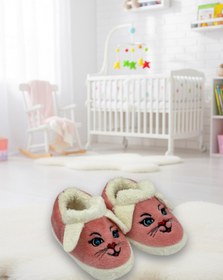 Resim Butik Şeker Pembesi İçi Polarlı Kedi Figürlü Çocuk/Bebek Pandufu 