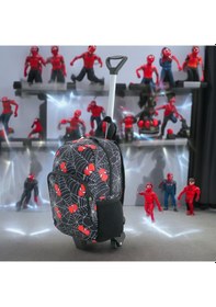 Resim Çocuk Anaokulu Kreş Çekcekli Çanta 2 Bölmeli Suluklu Spiderman 