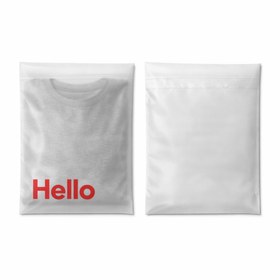 Resim Hello Baskılı Kargo Poşeti - Şeffaf Buzlu / 34x45+5 / 500 