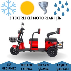 Resim Motolux Fayton 7700 X 3 Tekerlekli Elektrikli 3 Kişilik Motor Brandası Su Geçirmez Motosiklet Örtüsü 