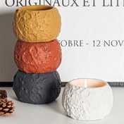 Resim DIY Mum Tutucuları, Sukulent Saksıları ve Ev Dekoru için Ay Uzay Taş Dokulu Silikon Kalıp - Toprak Tonlarında İskandinav Minimalist Tasarım (Terakota, Kırmızımsı-Kahverengi, Kömür, Arduvaz Gri, Beyaz) - Soya Balmumu, Alçı Dökümü ve Yaratıcı El İşleri İçin Mükemmel 