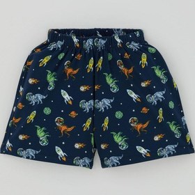 Resim Breeze Erkek Bebek Şortlu Pijama Takımı Uzay Temalı Astronot Dinozor Desenli 9 Ay-3 Yaş, Lacivert 