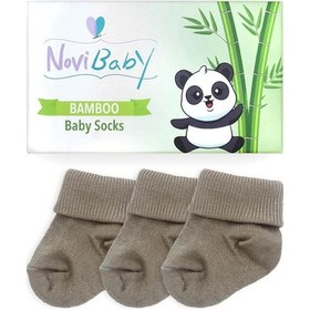 Resim Novibaby 3'lü Bambu Yenidoğan Bebek Çorabı I Beige I 0-6 ay "Karışık Renkli" 