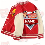 Resim Erkekler için özelleştirilebilir Kırmızı ve Beyaz Lightning McQueen Beyzbol Ceketi - "İSİM" özelleştirme, Çift Taraflı Baskı, Rahat Tarz, Dış Mekan Oyunları, Partiler ve Hediyeler için Mükemmel, Dış Mekan Giyim | Oyunlu Tasarım | Dayanıklı Kumaş 