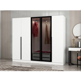 Resim Kale Plus 5 Mebran Kapaklı 2ç Dolap Beyaz Mebran Füme Cam 190cm Beyaz 