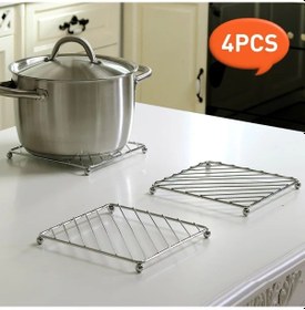 Resim Willowhaven Silvery 4 Adet Paslanmaz Çelik Isıya Dayanıklı Ve Kaymaz Fritöz Altlığı 