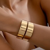 Resim Günlük Zarafet] Kadınlar için Şık Altın Tonlu Çift Katmanlı Açık Manşet Bilezik - Şık, Geniş Tasarım ile Parlak Bitiş, Vintage & Minimalist Tarz, Hediye, Partiler ve Günlük Kullanım için İdeal, Sevimli Bilezikler 